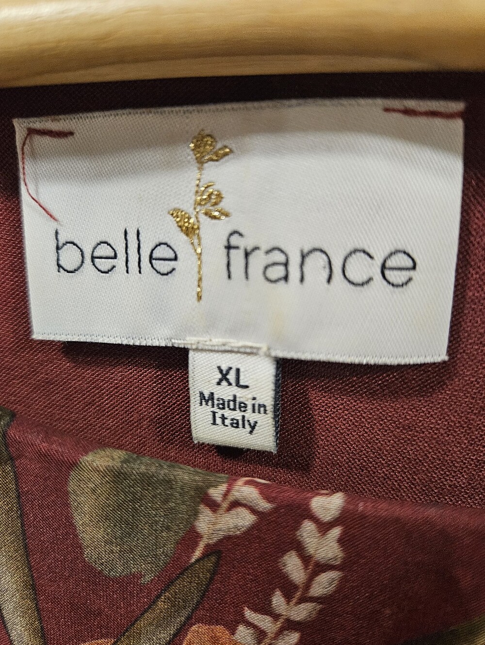 Belle France Italy Silk Blend Floral Batwing Cape Top Burgundy Maroon XL Boho - Picture 4 of 5